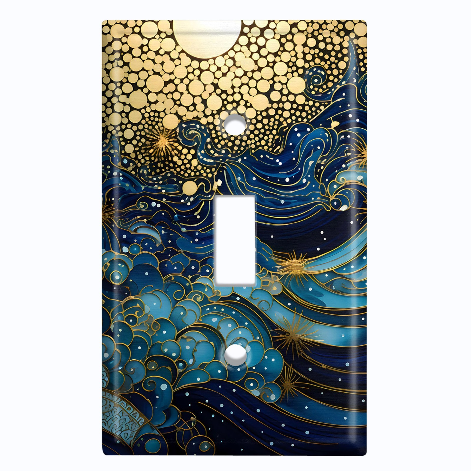 Metal Light Switch Outlet Cover Wall Plate Swirling Ocean Wave Art Decor OCN170