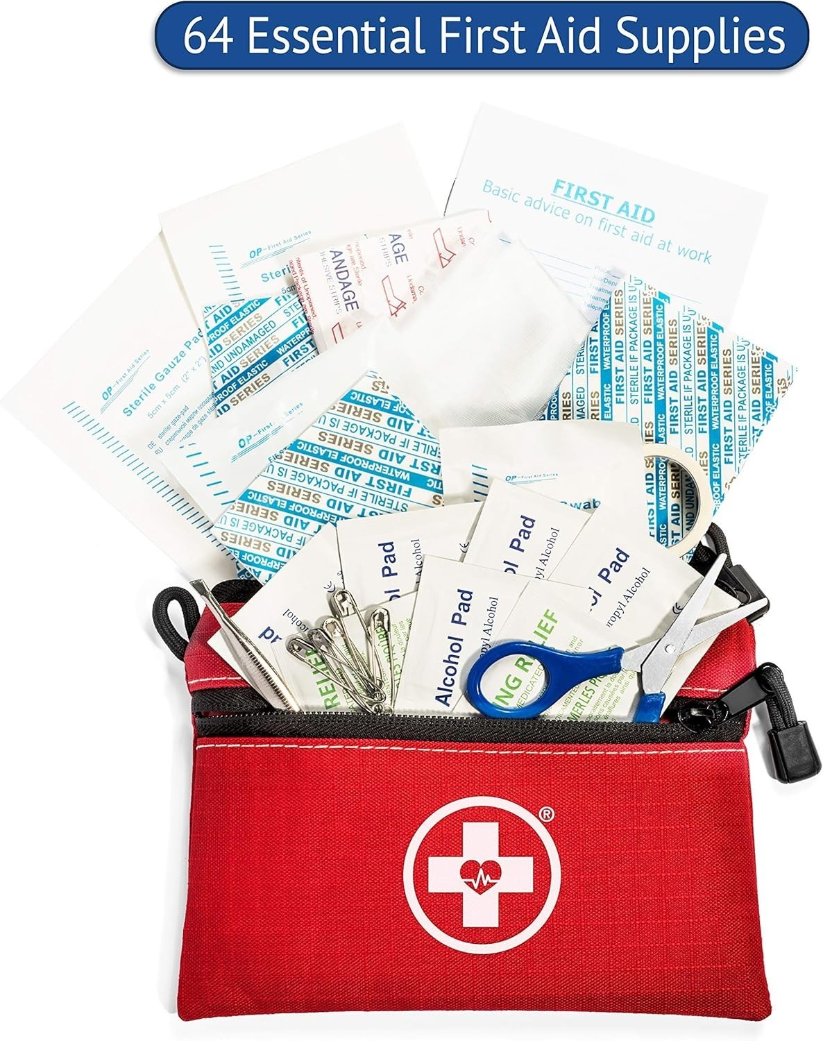 Swiss Safe 2-in-1 First Aid Kit for Car Travel Home & Camping 64 PIECE
