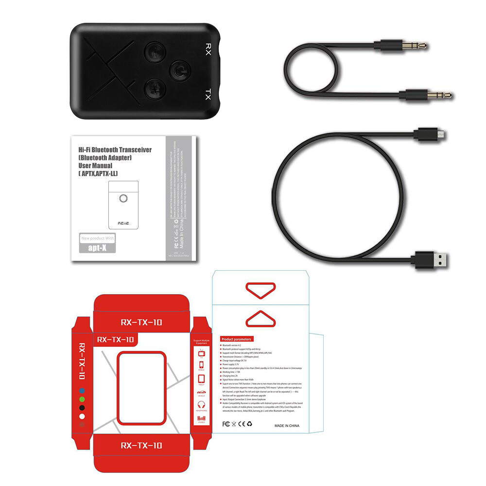 Bluetooth Receiver Transmitter 2-in-1 Wireless Audio 3.5mm Jack RCA Adapter☑@