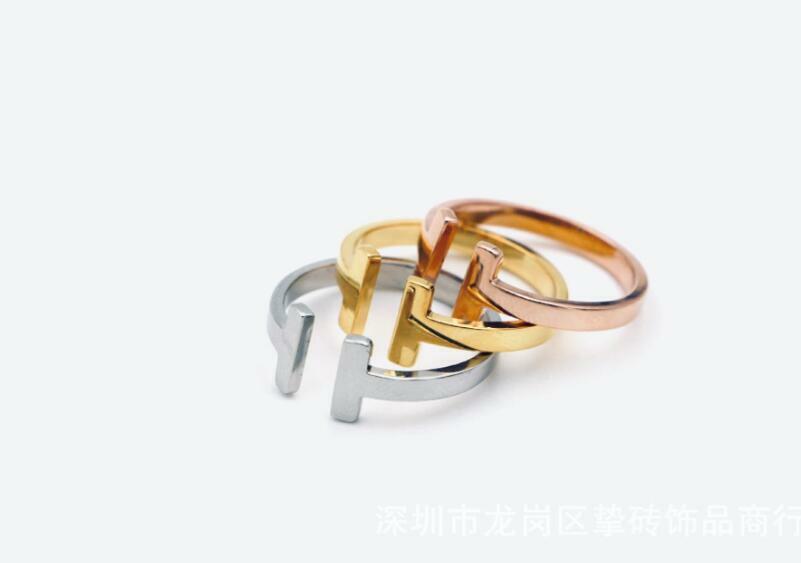 Double T-Shape Silver/Rose Gold/Gold Adjustable Band Ring
