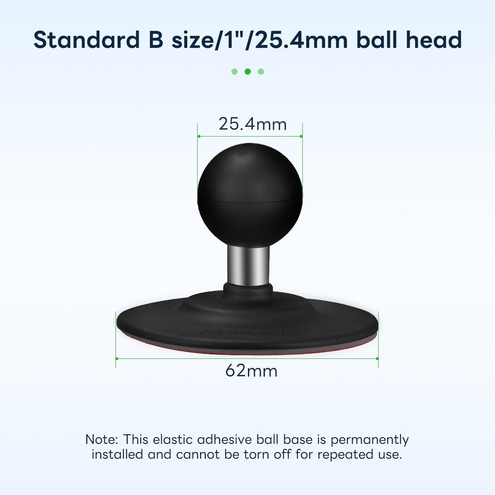 FANAUE Flex Adhesive Ball Base Compatible RAM Mounts B Size Double Socket Arm