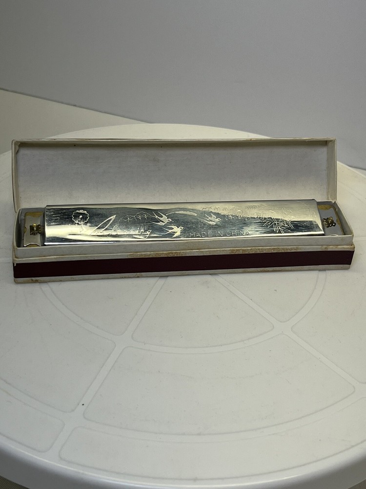 Blessing Harmonica With Etched Bird Patterns.  Original In Box.