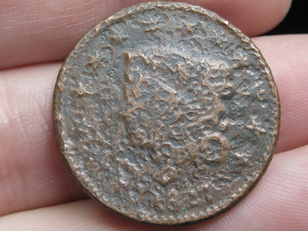 1827 Matron Head Large Cent Penny- Shipwreck Effect