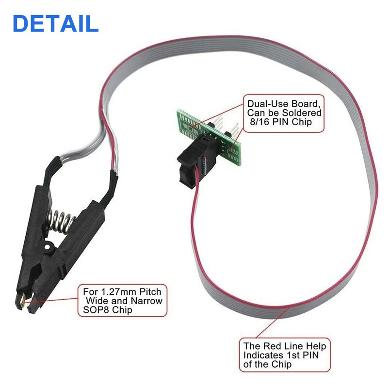 CH341A BIOS USB Programmer Flasher Writer 24 25 Series EEPROM SOP Clip Adapter