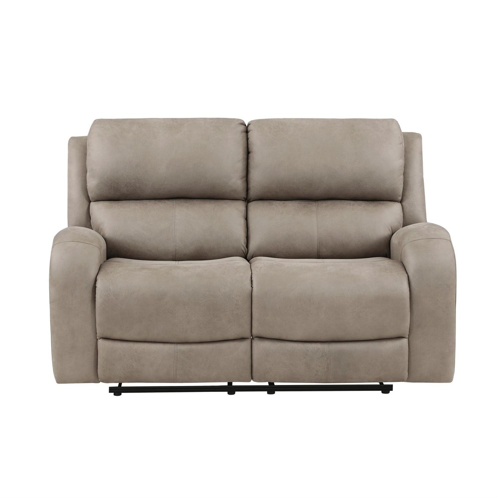 Patsy 62 Inch Manual Double Recliner Loveseat- Tufted Brown Microfiber