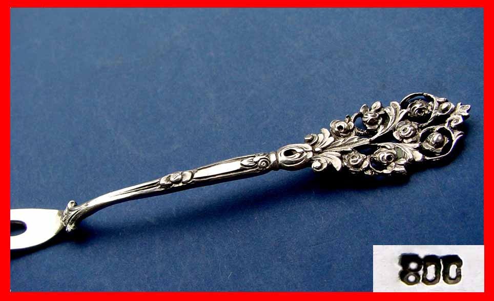 Serving Fork with Pierced Decor, 800 Silver D545