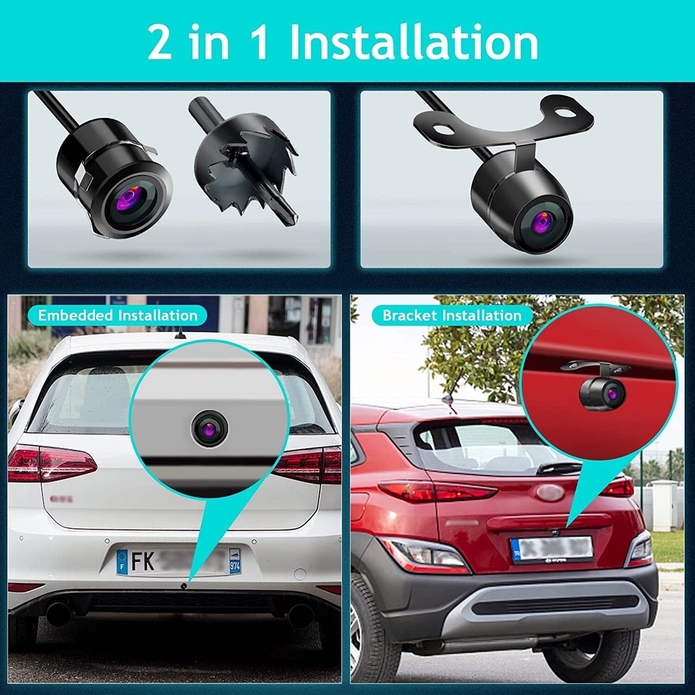 Car Backup Camera Front/Rear View Hang/Flush Mount Two Way Installation Reverse