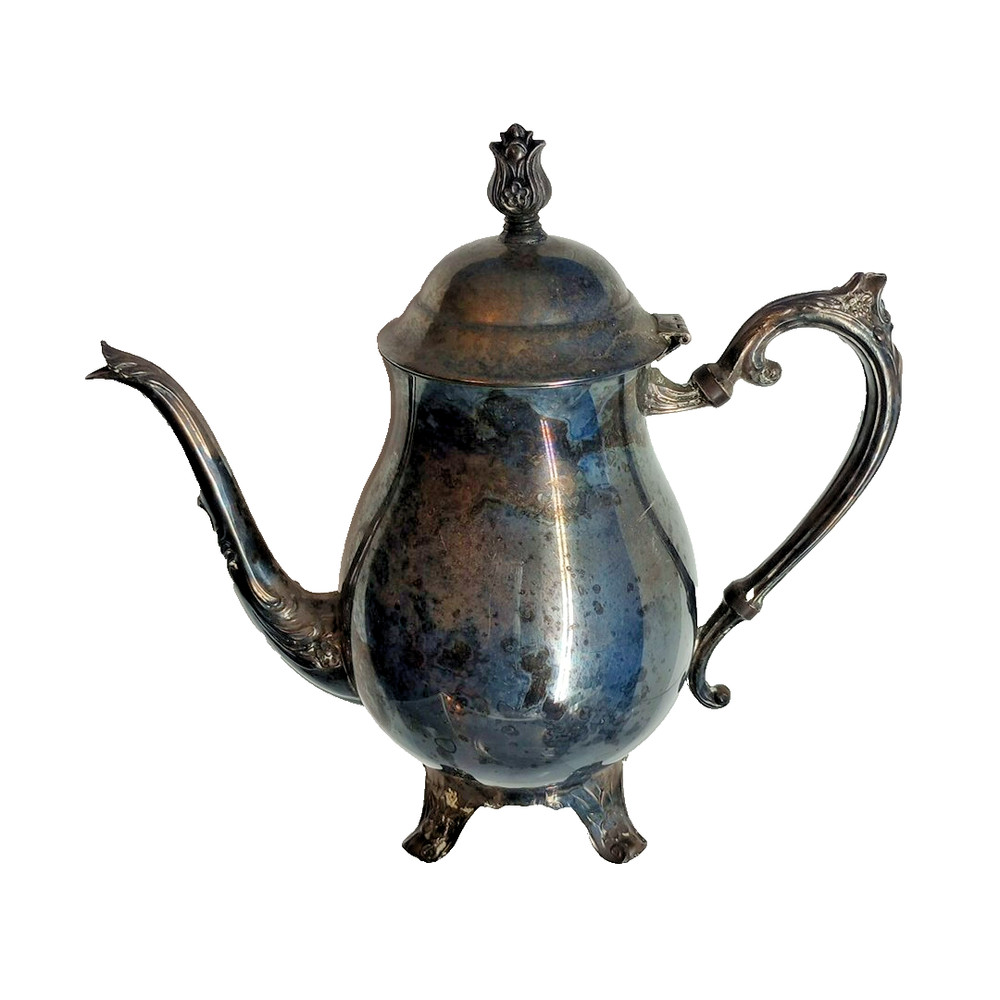 FB Rogers Silver Plated Tea Set 5pc Vintage 1970s Tarnished