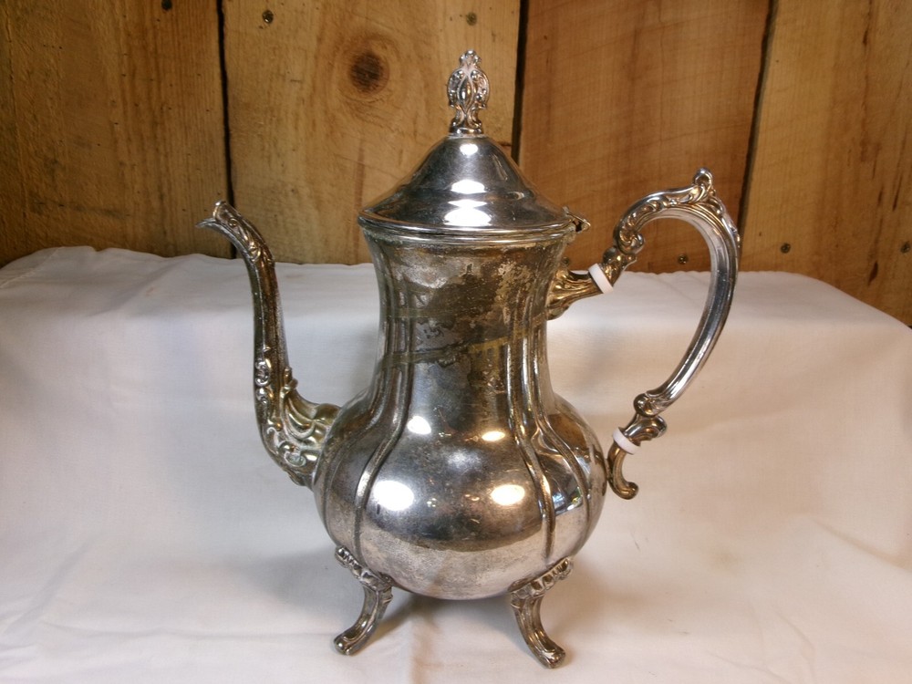 Antique Towle Ornate Silverplated Teapot with Hinged Lid