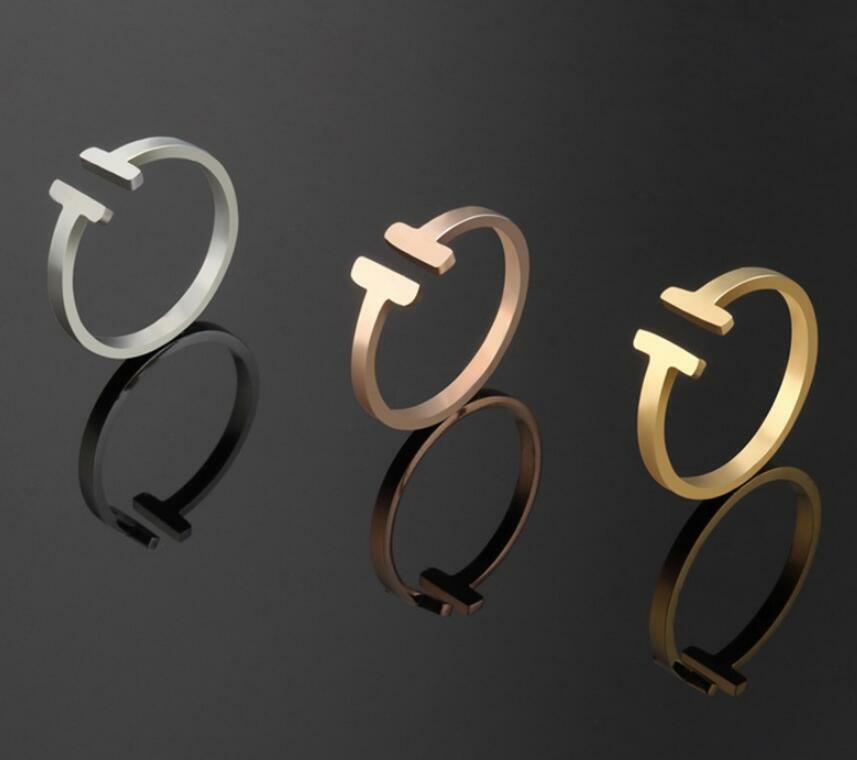 Double T-Shape Silver/Rose Gold/Gold Adjustable Band Ring
