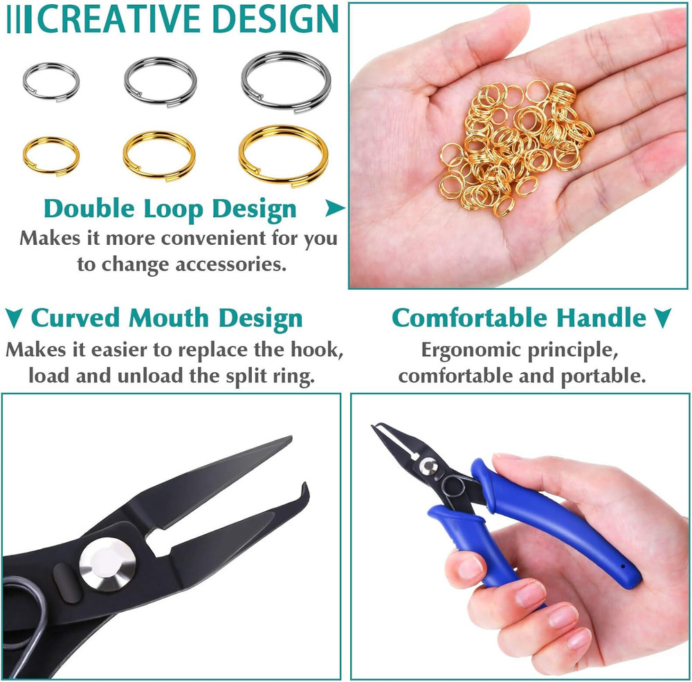 Split Rings for Jewelry Making, 700Pcs Small Split Ring with Split Ring Pliers,