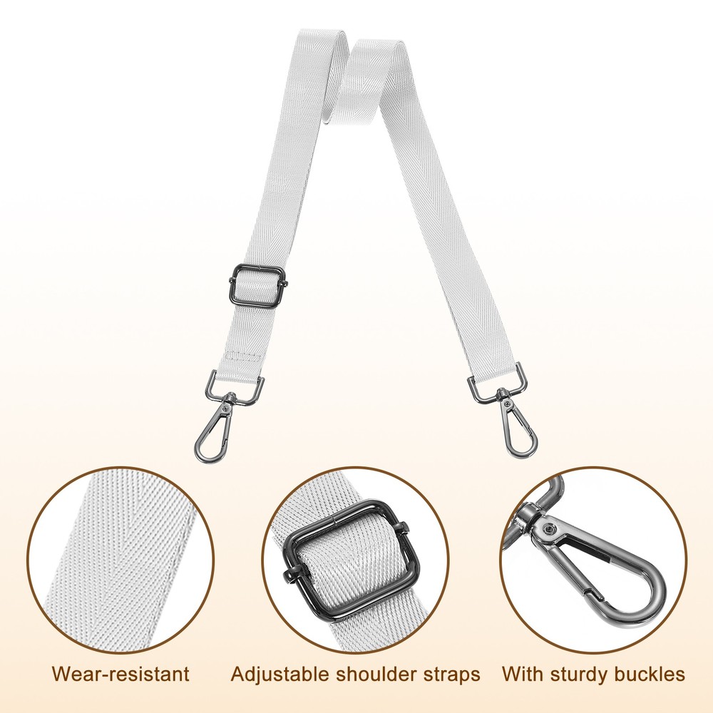 2.5cm Wide Shoulder Strap, Silver, Black Pull Core Buckle