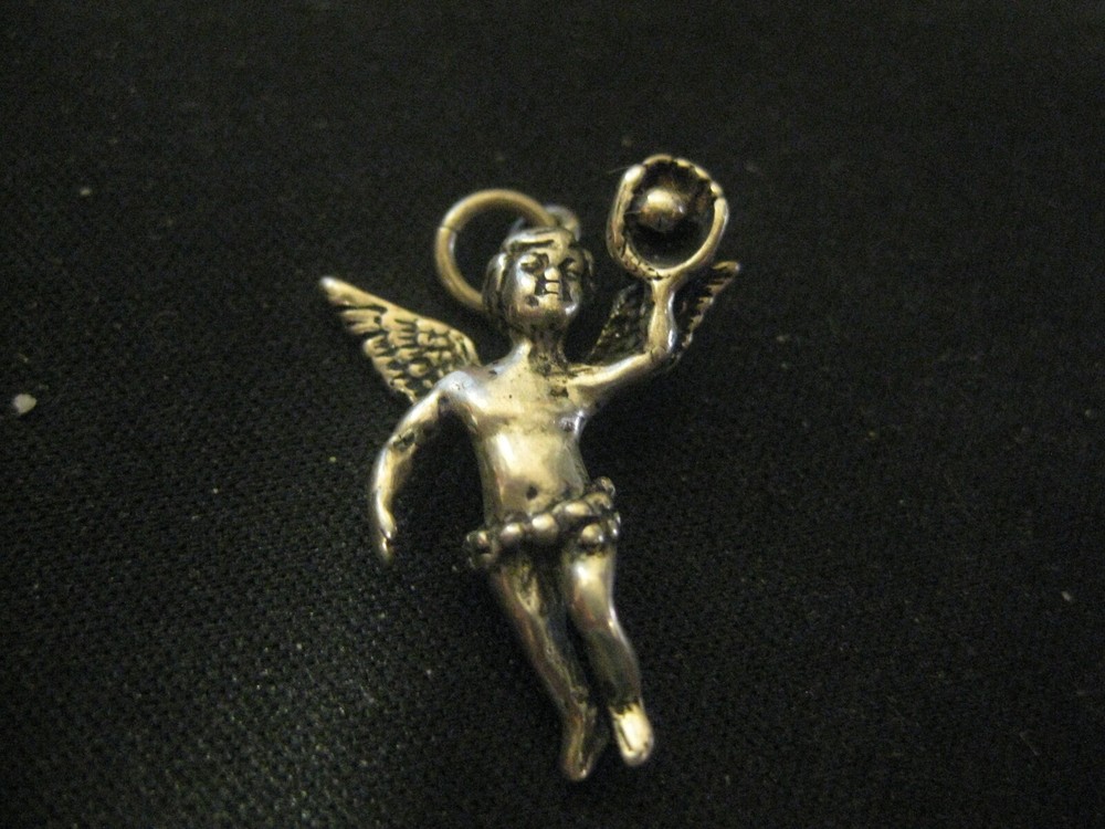Sterling Silver Angel Catching a Baseball Cham