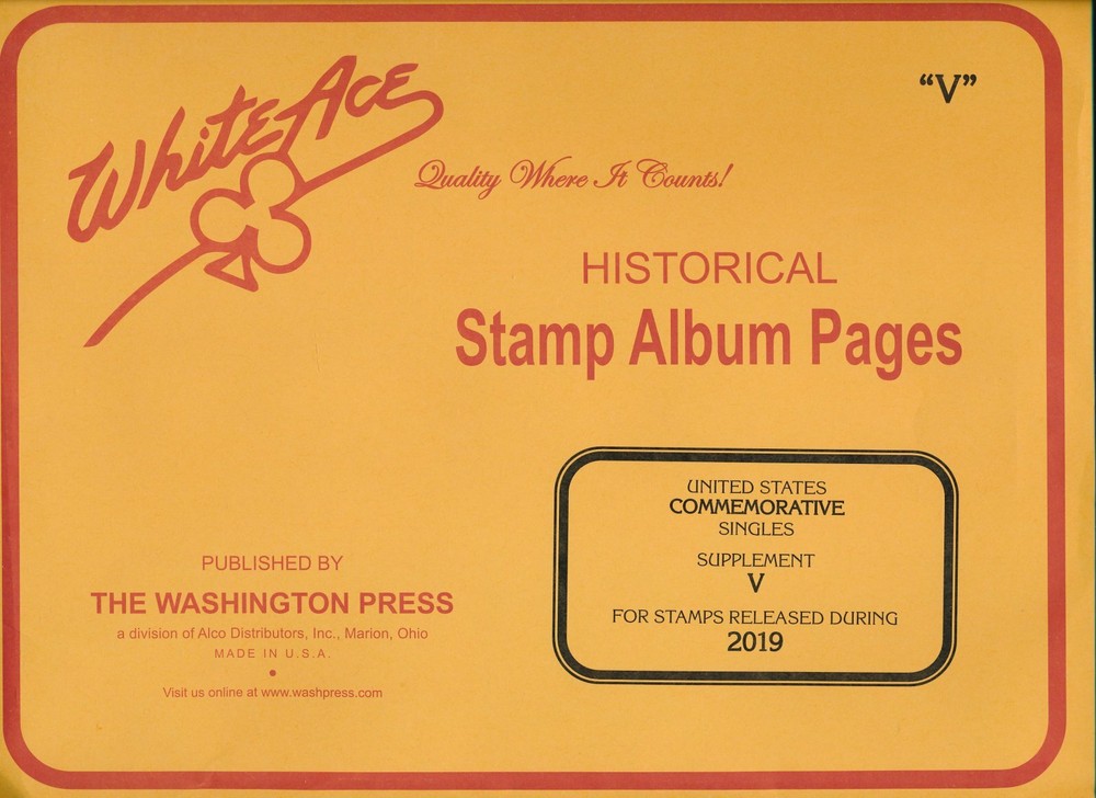 WHITE ACE 2019 US Commemorative Singles Stamp Album Supplement V