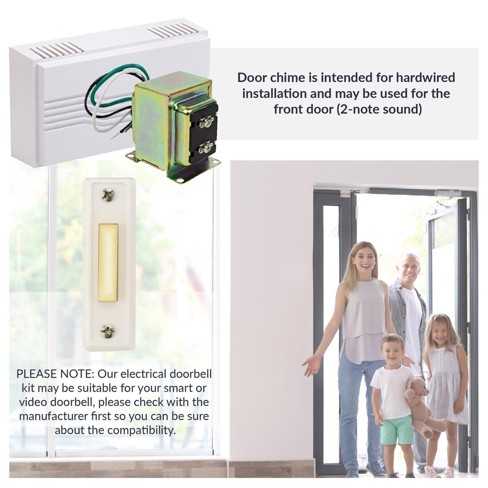 Hardwired Chime Kit with 16-Volt/30VA Transformer and Surface-Mount White Button