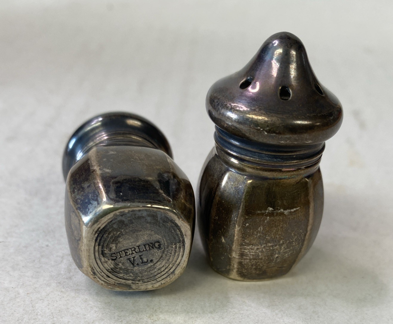 Vintage Sterling Silver Salt And Pepper Shaker set Signed V.L. (Vincent Lollo)