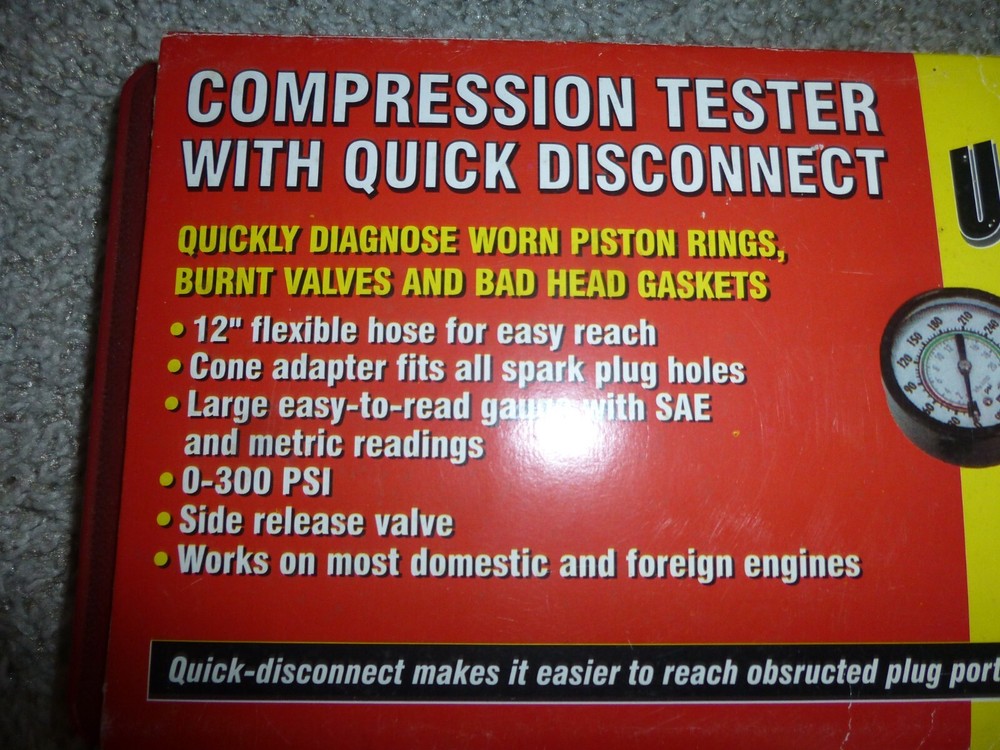 U.S. General Compression Tester With Quick Disconnect 92720 Excellent In Box