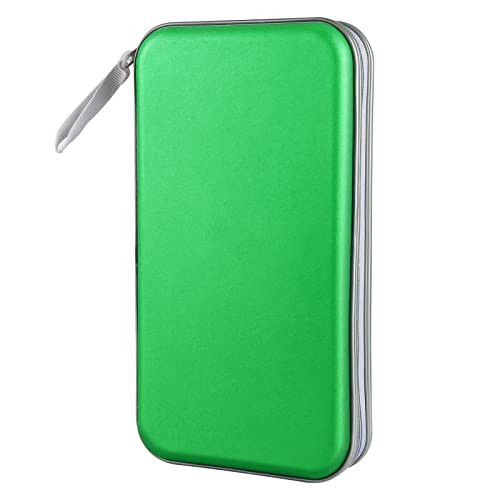 CD Case Holder, 80 Capacity CD/DVD Case Holders Wallet Hard Plastic CD Green