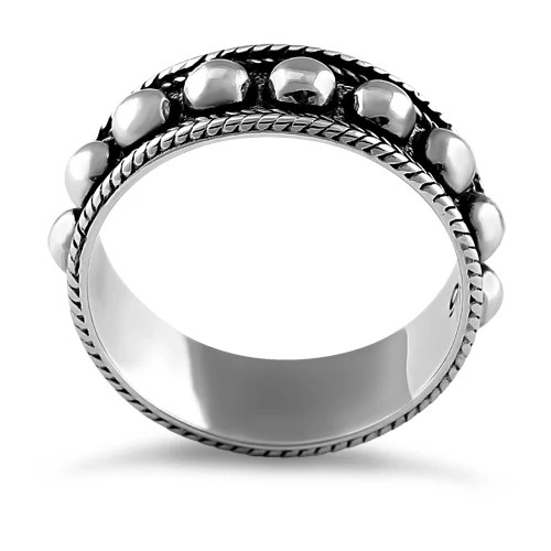 925 Sterling Silver Beaded Bali Design Ring