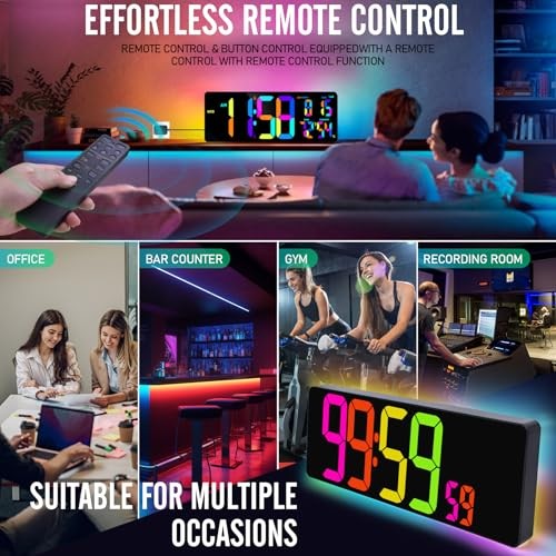 17.2'' Bluetooth Large Digital Wall Clock, LED Large Display Timer with Rgb