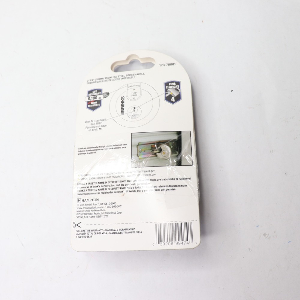 Brinks Stainless Steel Shielded Lock