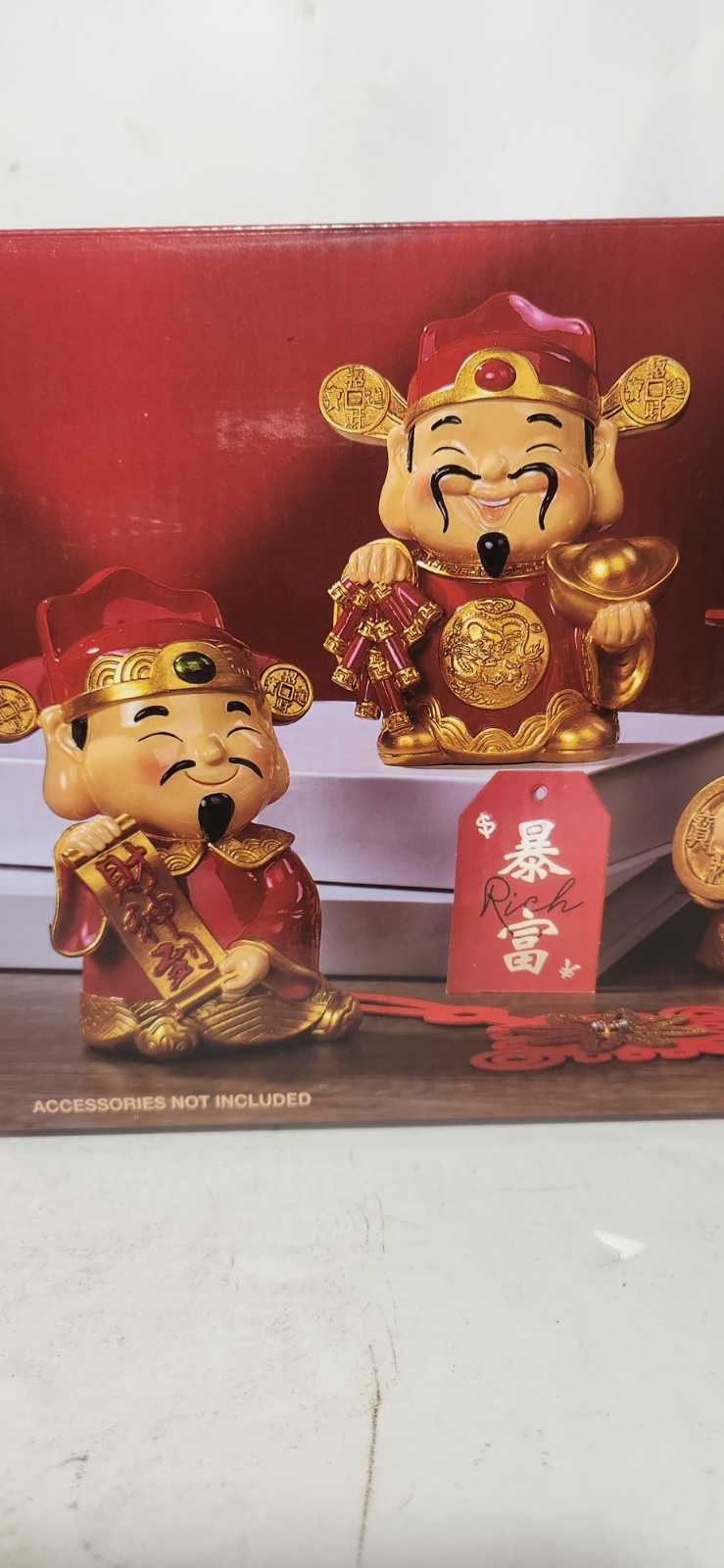 God Of Fortune, Set Of 5 Chinese Oriental Forklore Figures Whimsical Collectable