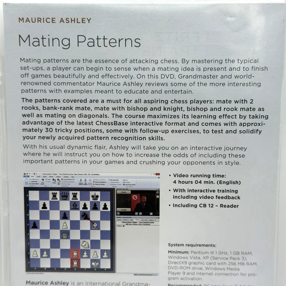 Fritz Trainer Mating Patterns Maurice Ashley - Chessbase PC DVD-ROM