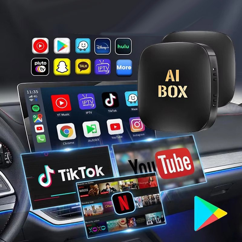 Wireless CarPlay AI Box Android Auto Adapter WIFI Converter with Netflix YouTube