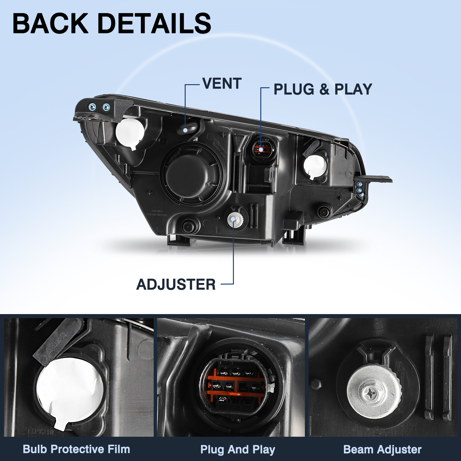 For 2014 2015 2016 2017 2018 2019 Kia Soul Halogen Headlights Assembly Pair