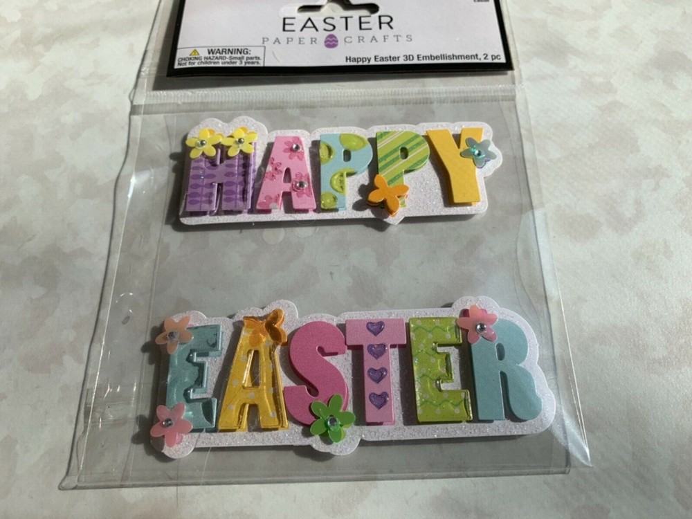 EASTER PAPER CRAFTS EASTER HAPPY EASTER 3D EMBELLISHMENTS 2 PCS HAPPY EASTER