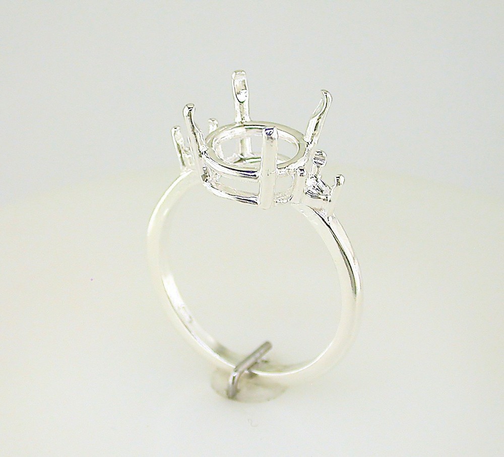 Round Side Accented Ring Setting Sterling Silver