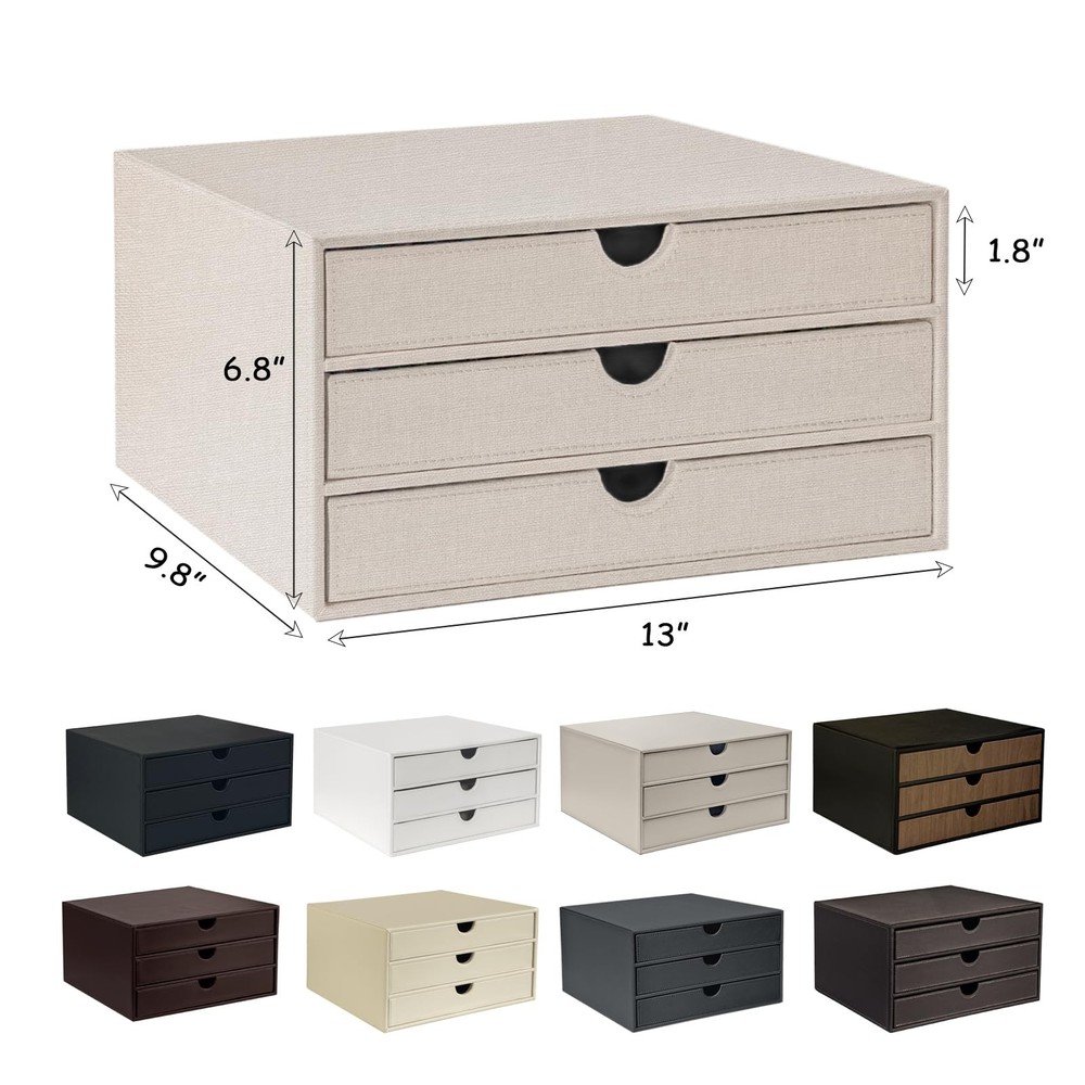 White Document Organizer 3Drawer File Cabinet Desktop Storage Box For Office