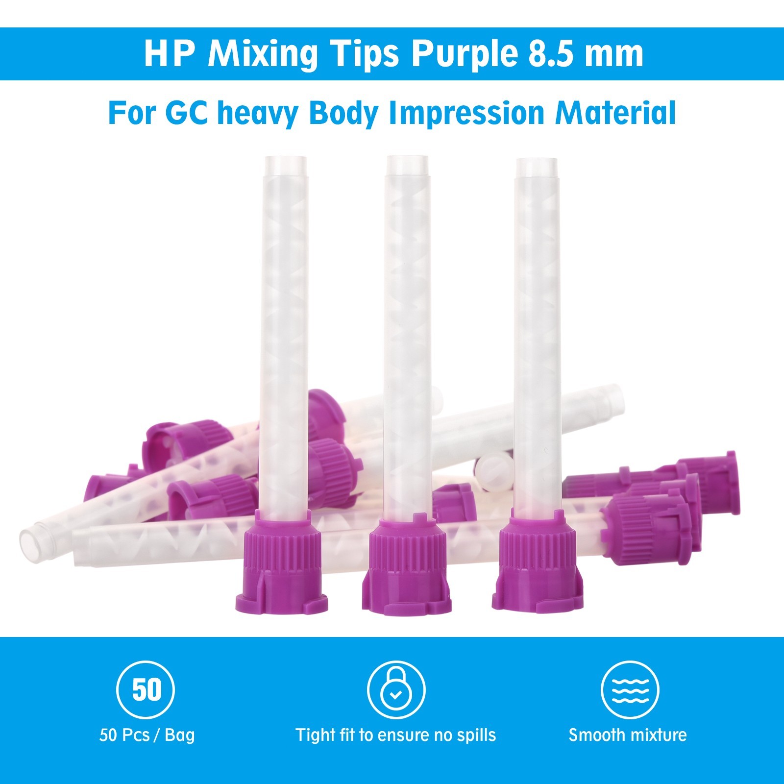 Dental Mixing Tips for Impression Material, C&B, Cements 50/Pack
