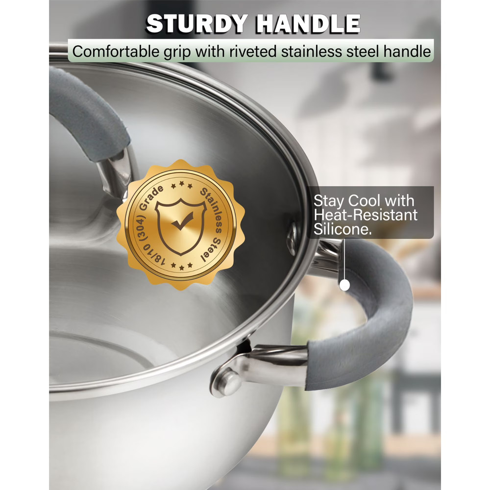 Home Kitchen Cookware Sets, 12-Piece Basic Stainless Steel Pots and Pans
