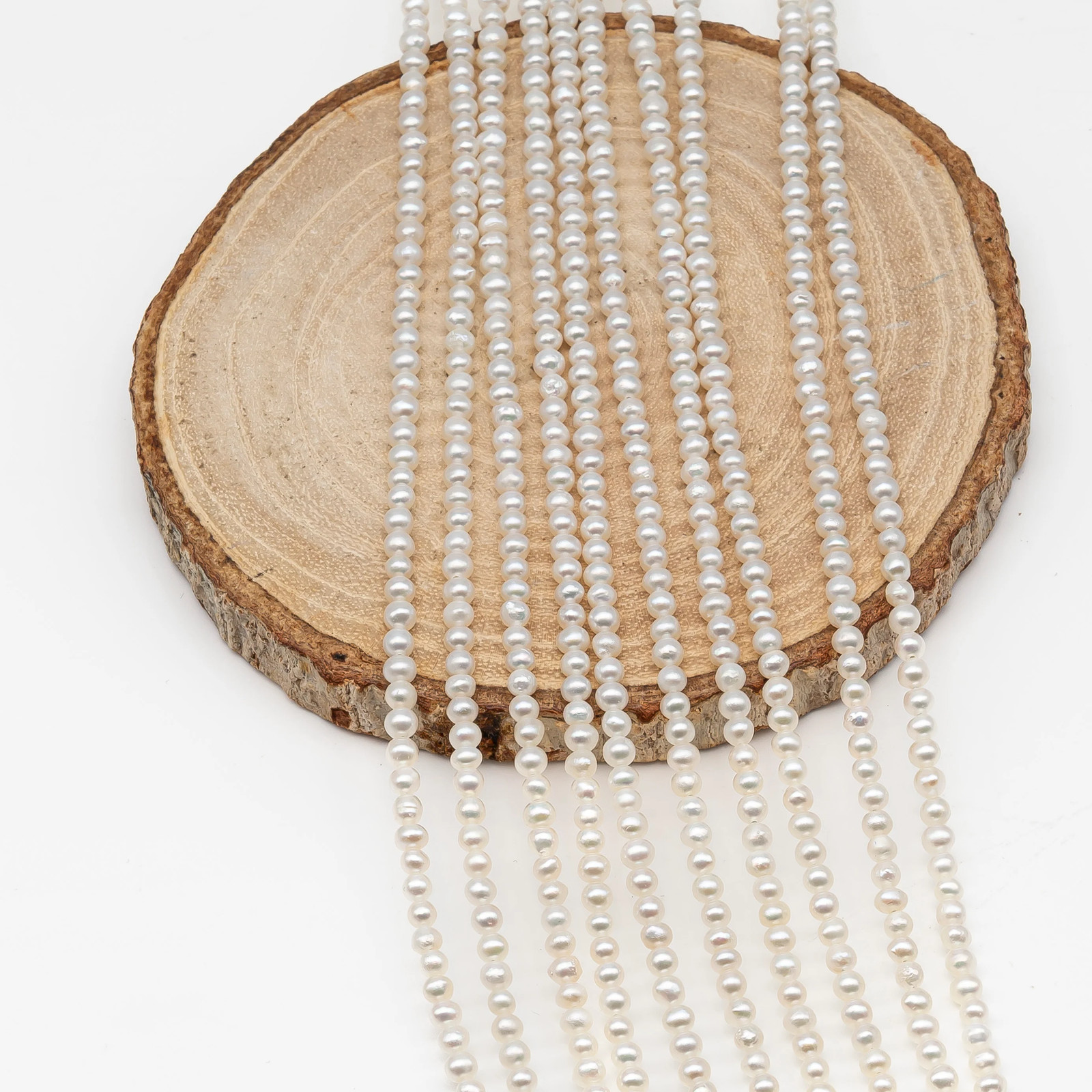 2.5-3mm or 3-4mm Freshwater Pearls Near Round Pearl Beads, White Color, Seed Pe