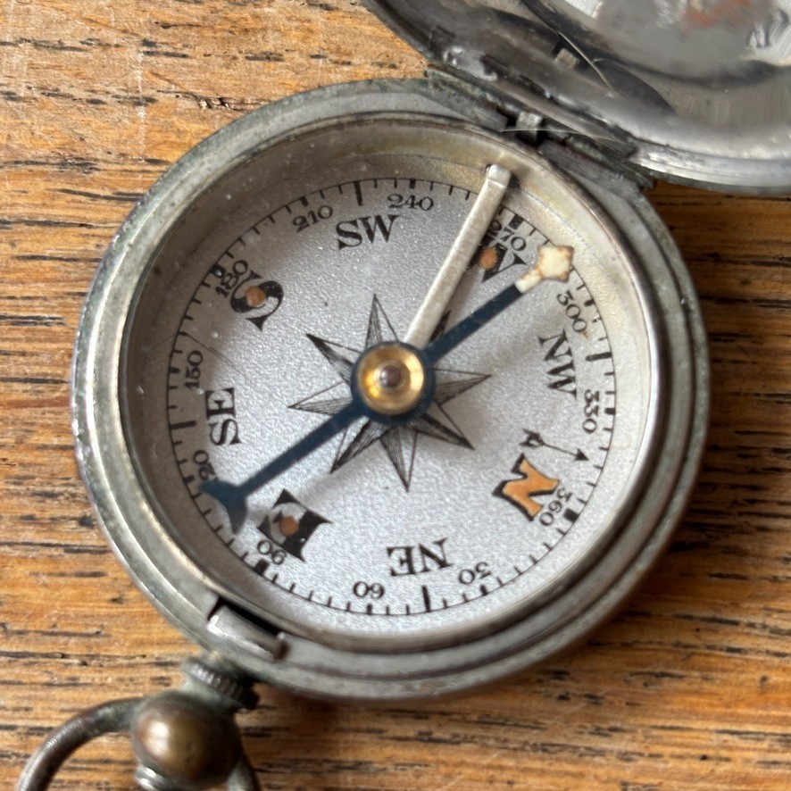 Small Pocket Compass Brass Case Possibly German