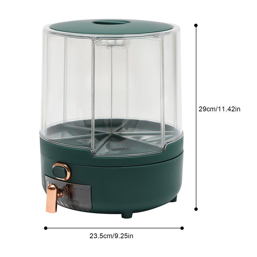 Rice Storage Container with 6 Compartments, Rotatable Dispenser for Grains