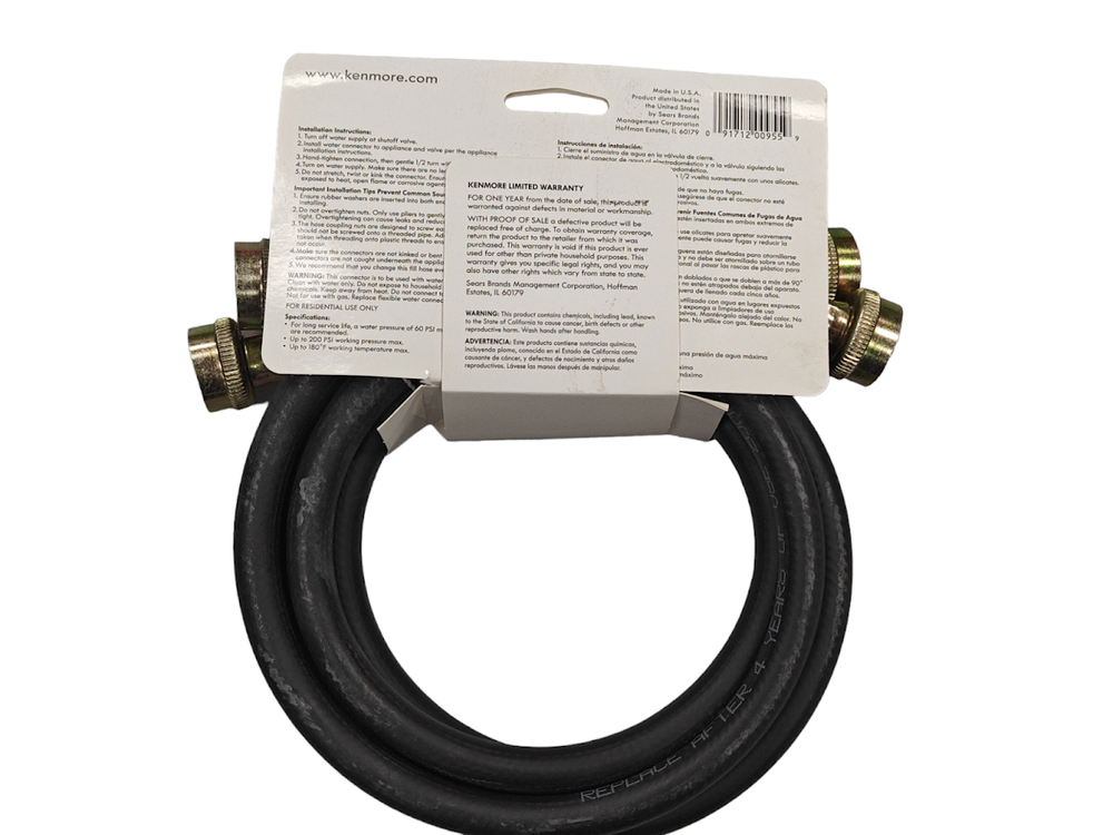 Kenmore 59025 4' Rubber Universal Washing Machine Hose - 2 Pack Polyester