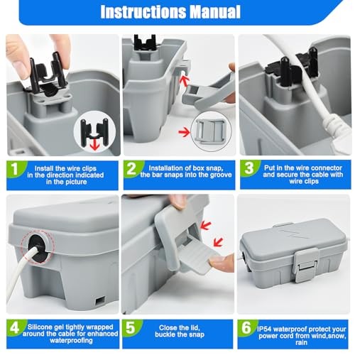 3PCS Small Weatherproof Electrical Connection Box(Inner Grey