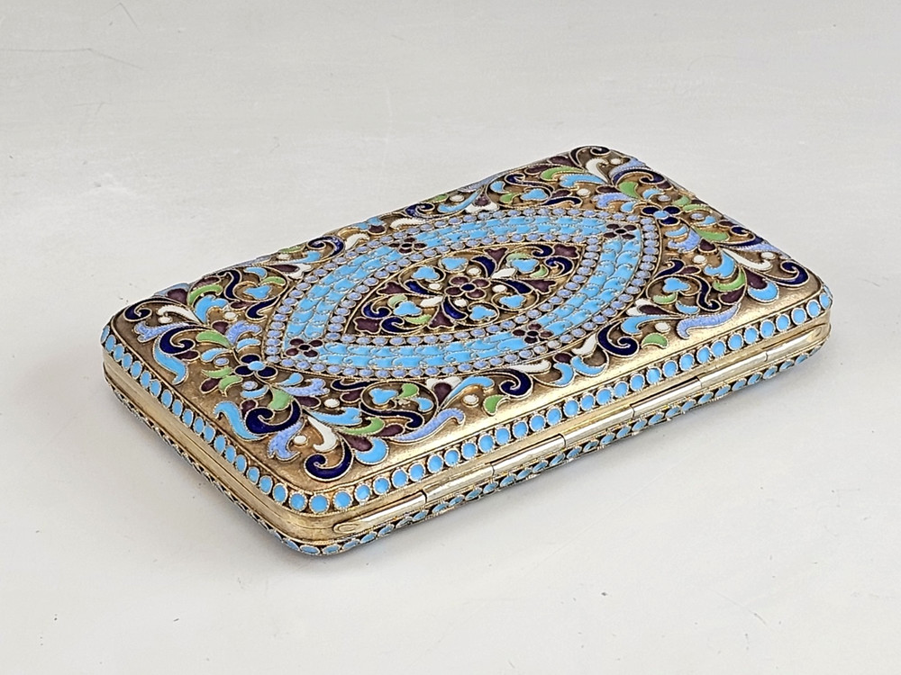 19C Russian Gilt Silver Enamel Cigarette Case
