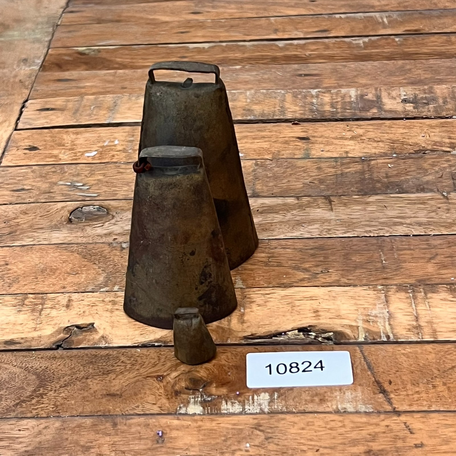 Antique Steel Cow Bells Lot of 3 Original Hand Riveted