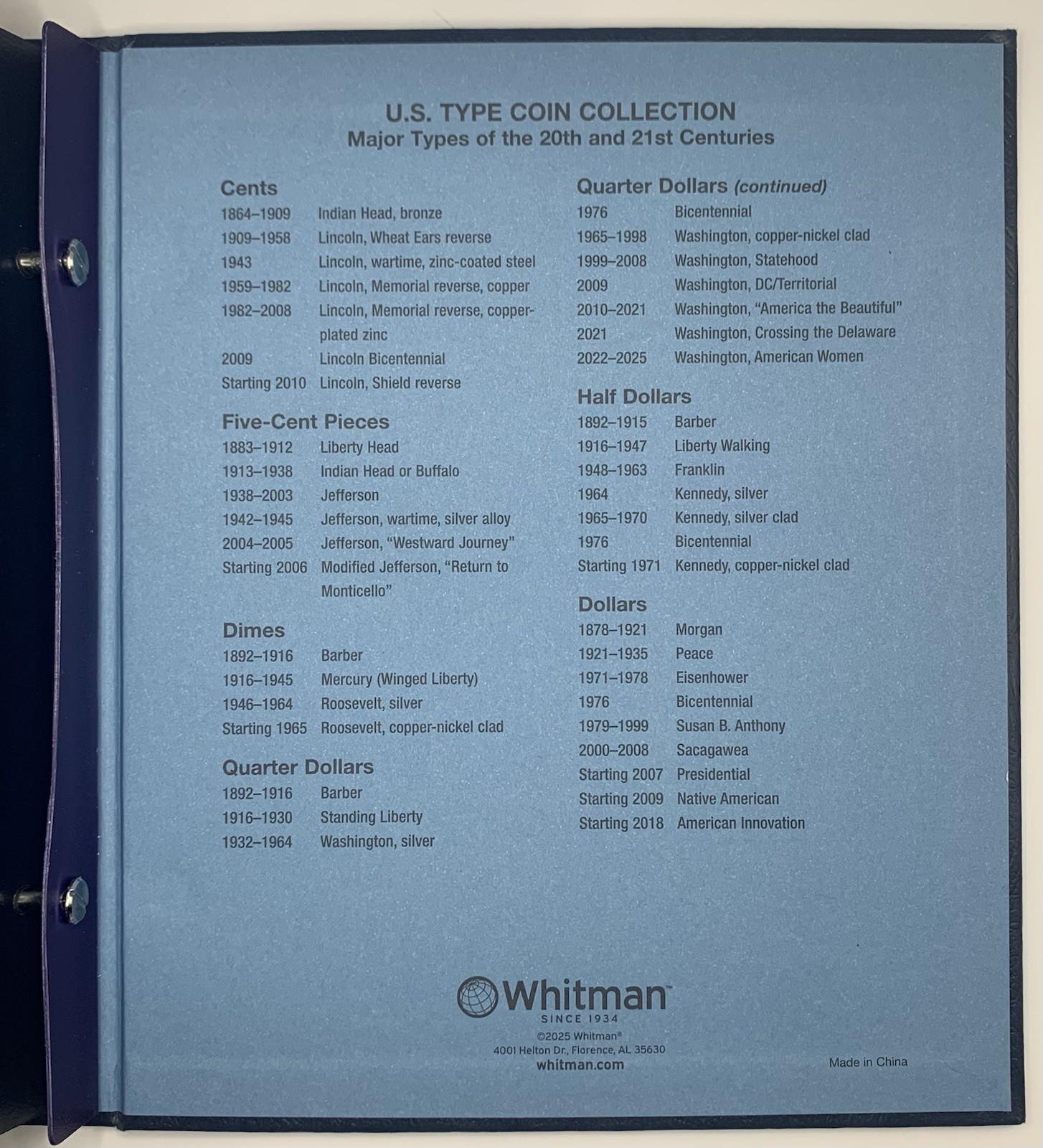 COMPLETE US 20th & 21st Century Type Coin Set W/Album SILVER BU COINS 26-S Peace