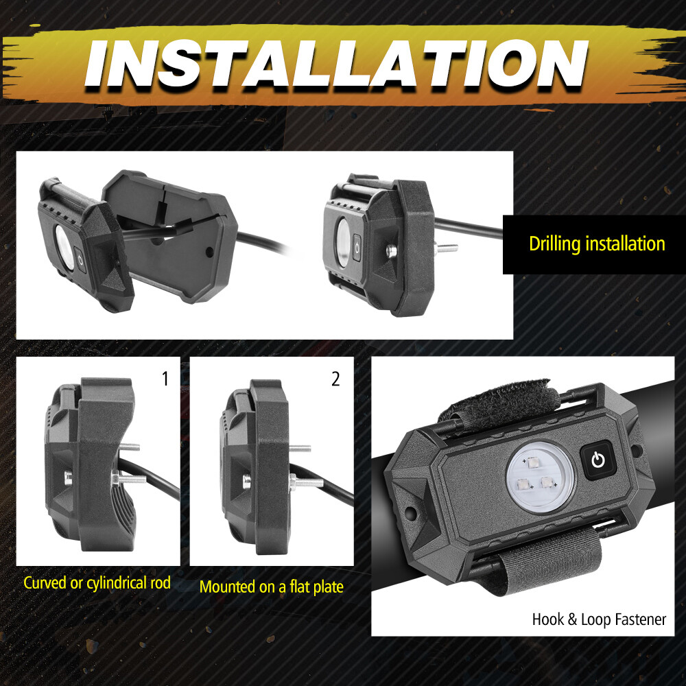 2x UTV LED Dome Light 12V with Switch, Universal Roll Bar Mount LED Lights Green