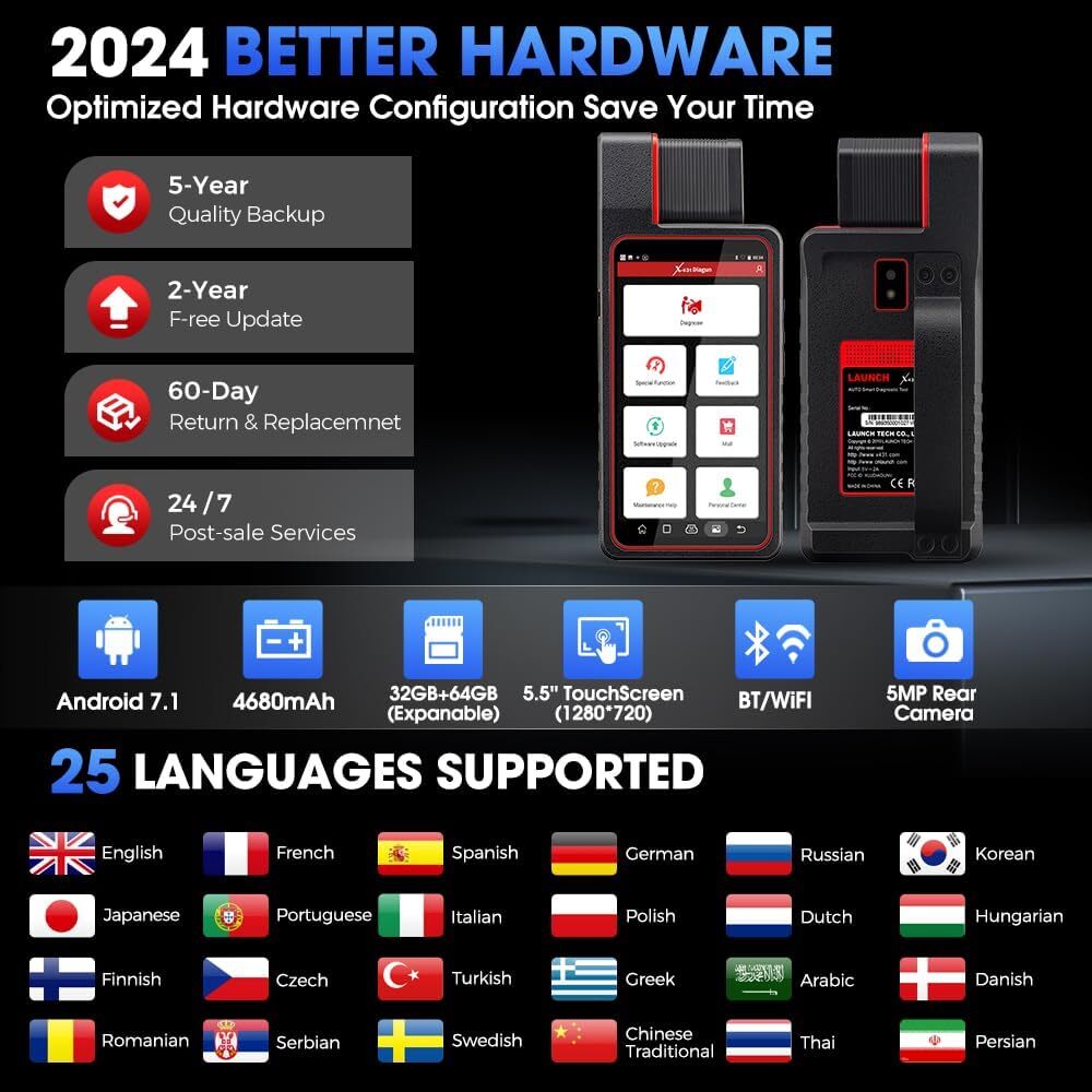 2024 LAUNCH X431 Diagun V Elite Bidirectional Car Diagnostic Scanner Key Coding