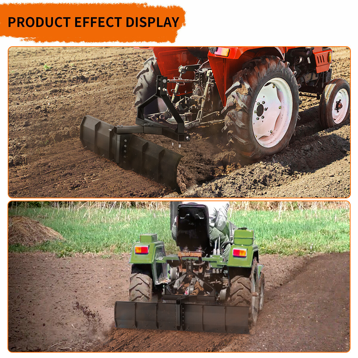 Heavy 52" CAT-0 &Cat 1 Rear Grading Blade for Driveway Leveling Soil Preparation