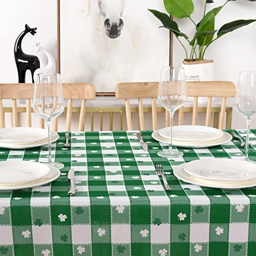 St Patrick's Day Checkered Fabric 84" x 60" (Rectangular) Green and White