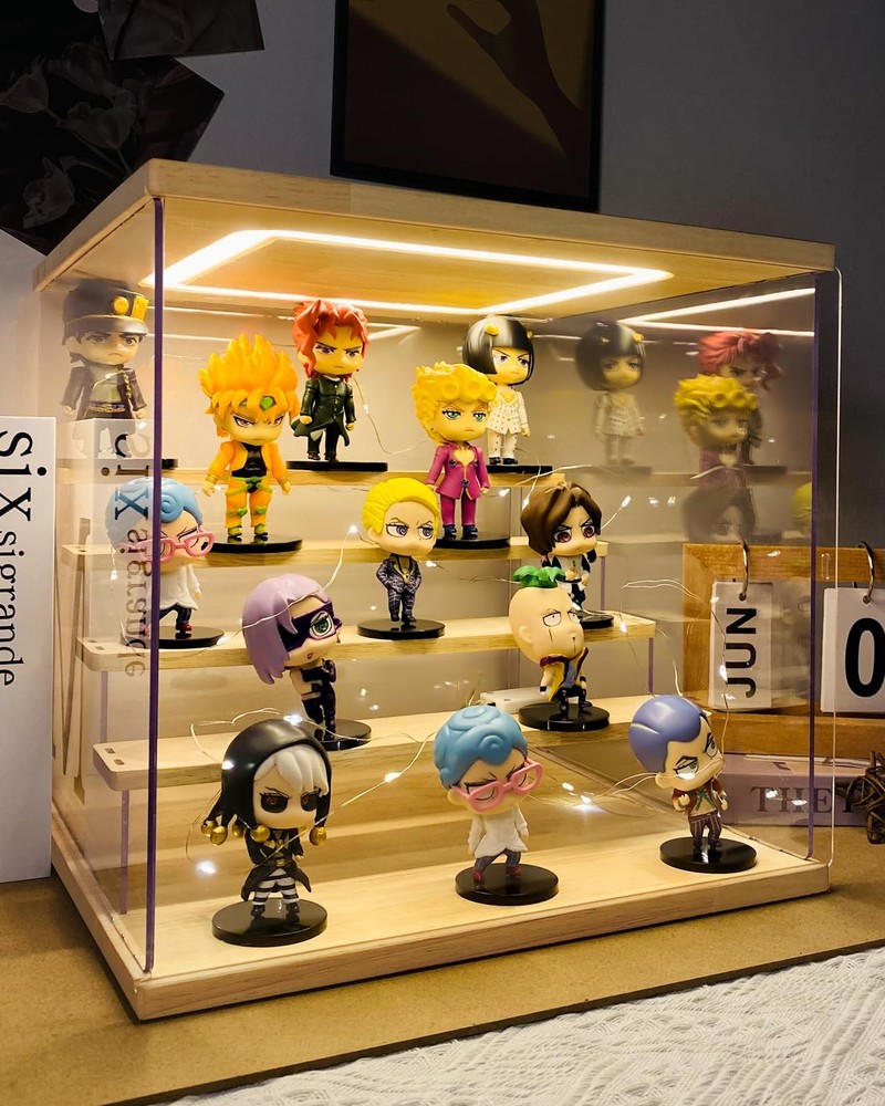 AZEYN Clear Acrylic Display Case with Light , 5 Tier Display Box Stand Assemb...