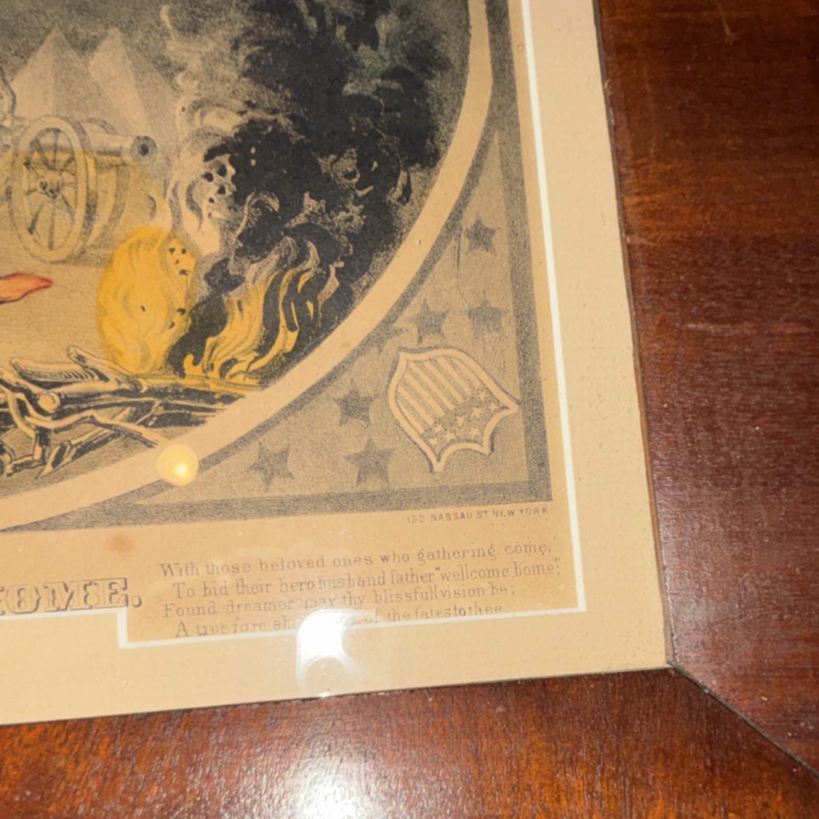 Civil War Original Print 'The Soldier's Dream of Home' Framed Militaria Art