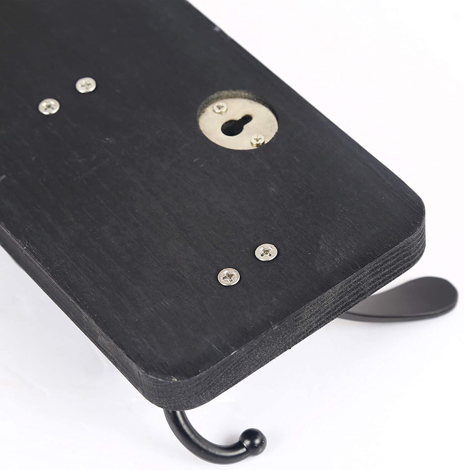 Rustic Coat Rack with 5 Hooks - Black Wall Mounted 24" Coat Rack - Solid Pine...