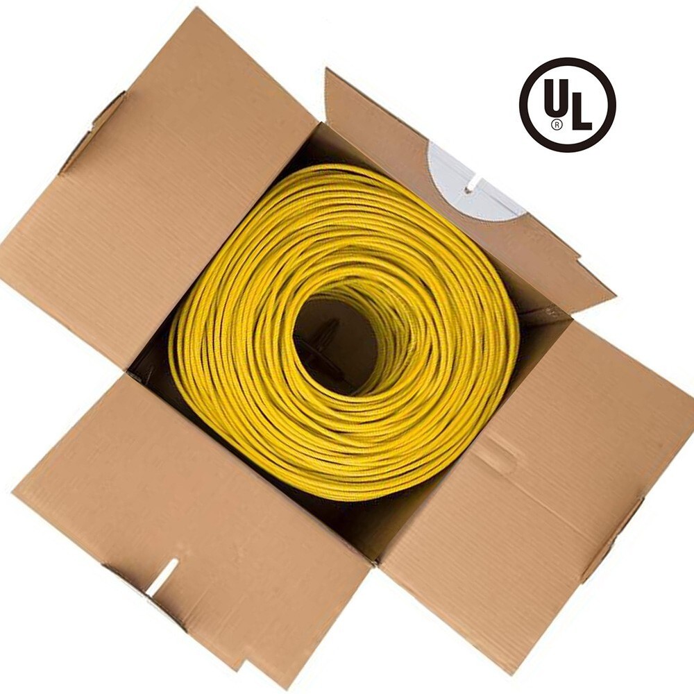 1000FT CAT6 Network LAN Ethernet UTP Bulk Cable Solid Copper Wire 23AWG Yellow